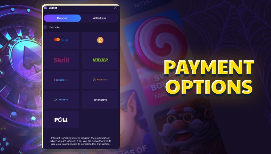 available payments in the SpineBet app