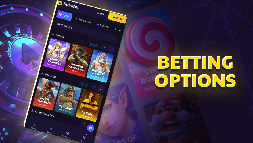 Sports betting via SpinBet mobile app