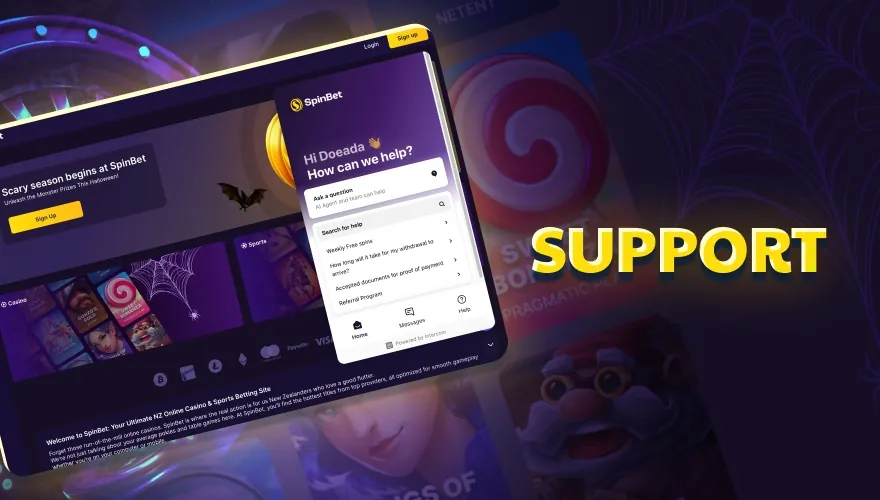 customer support at SpinBet NZ