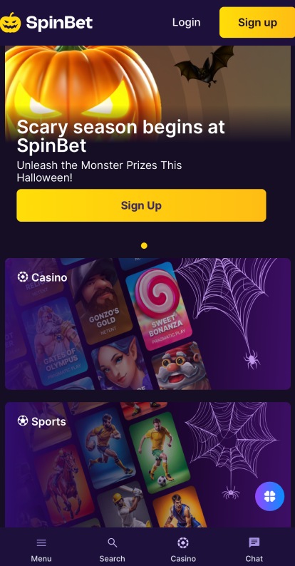 Screenshot of SpinBet App: Casino games