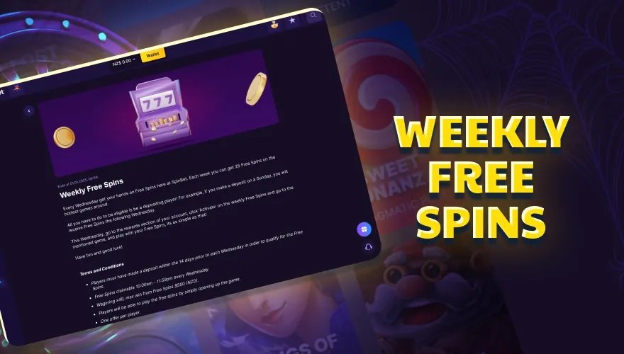 weekly free spins in SpinBet casino